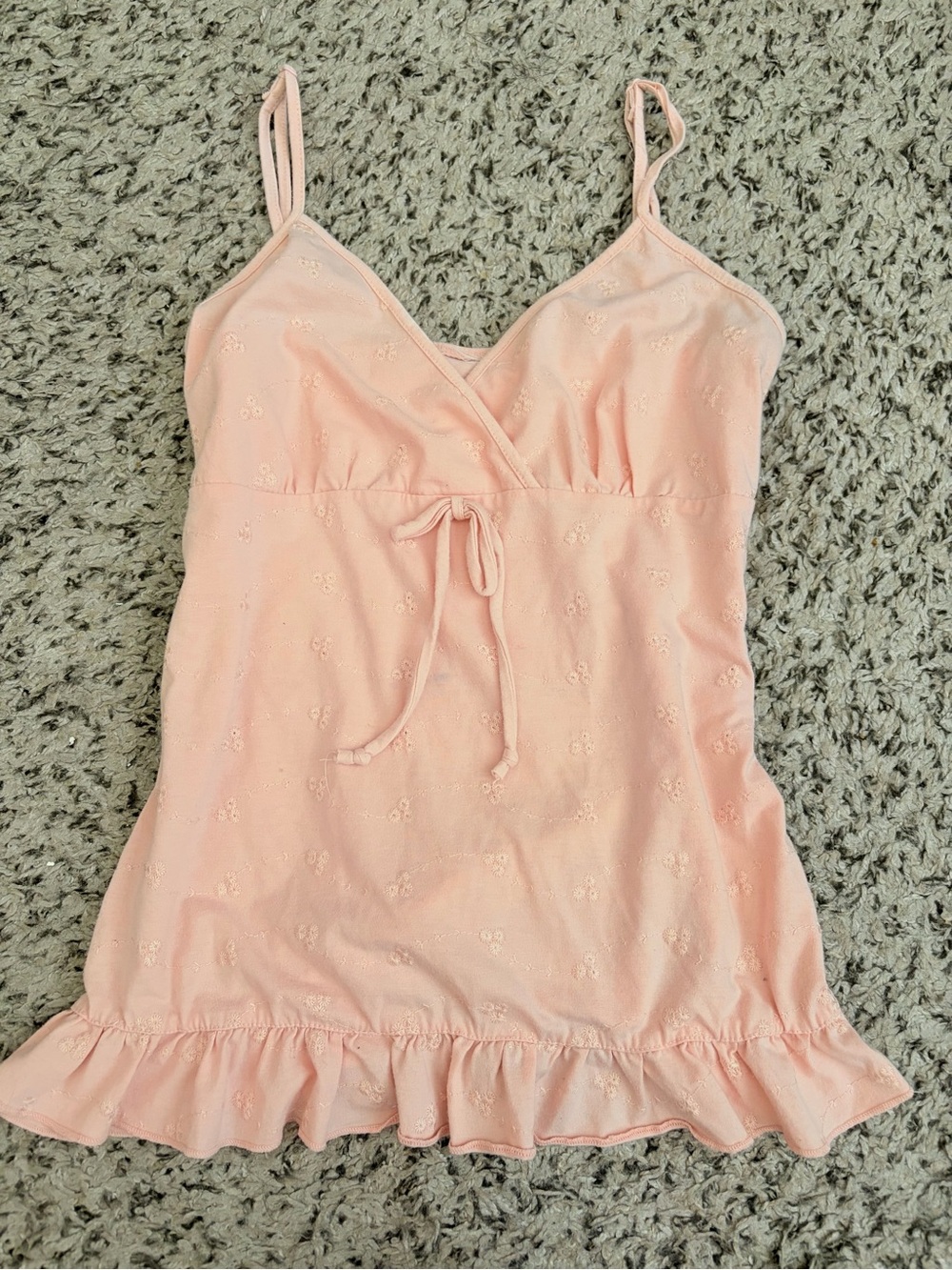 Peach Eyelet Ruffle Cami Babydoll Top